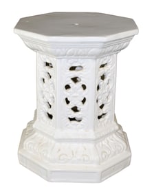 White ceramic octagonal garden stool