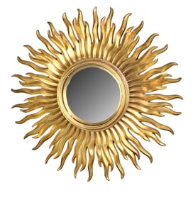 French vintage cast sunburst mirror