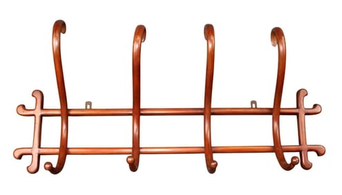 Thonet bentwood wall mount 4 hook coat and hat rack