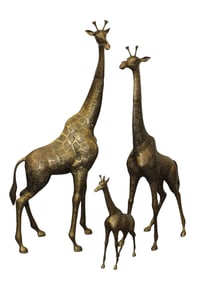 Lot of 3 brass giraffe sculptures