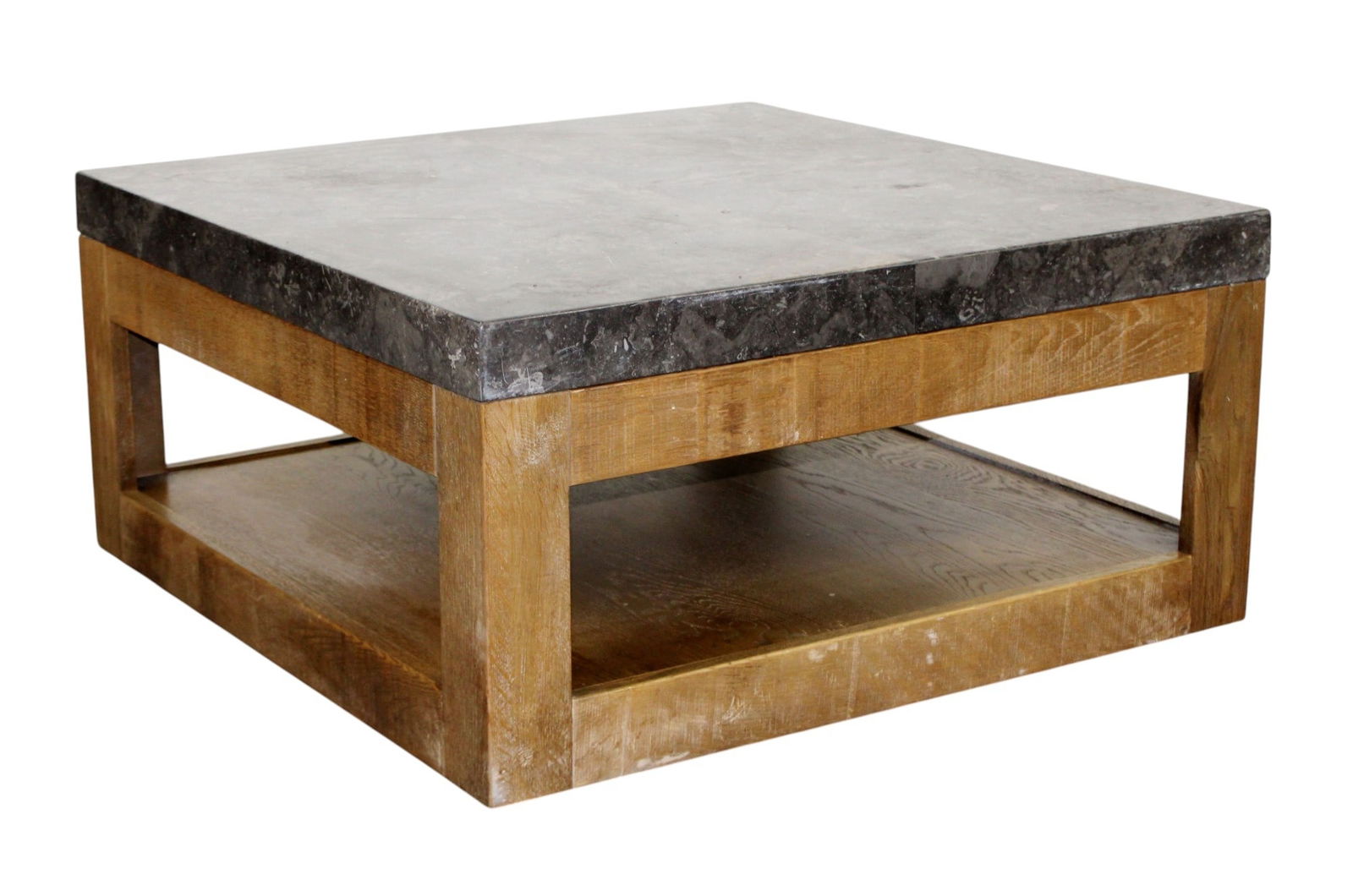 Arhaus square coffee table in oak with marble top (1 of 7)