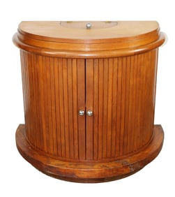 French curved front bar with sliding doors in oak