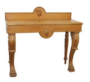 English hall table server in pine with hairy paw feet