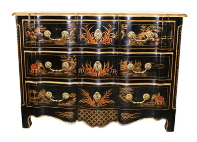 French Louis XIV style Chinoiserie 3 drawer commode