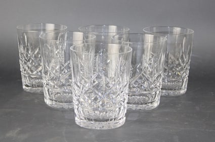 Set of 6 Waterford Lismore double old fashioned crystal glasses