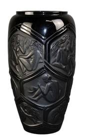 Lalique crystal Hesperides noir vase