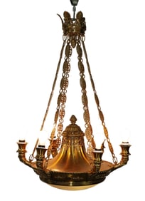 French Empire style bronze 6 light chandelier