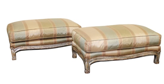 Pair of French Louis XV style polychrome foot stools