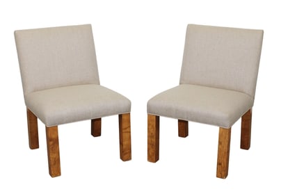 Pair of Parsons chairs on olivewood legs