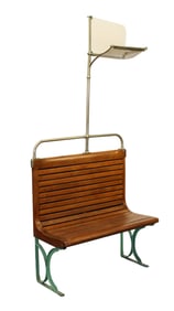French Paris metro car bench with slatted oak seat