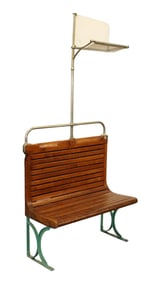 French Paris metro car bench with slatted oak seat