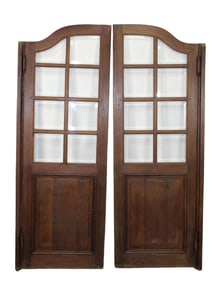 Pair of French paned and beveled glass swinging saloon doors
