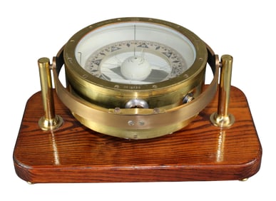 English H. Hughes & Sons gimbaled ship's compass
