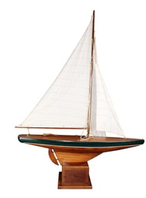 Pond yacht sailboat model on base