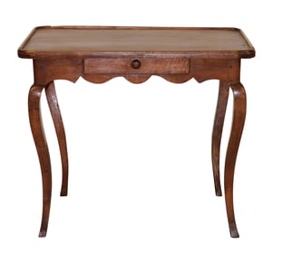 French Louis XV cabaret table in walnut with leather top