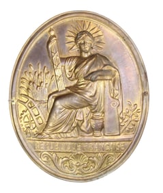 French embossed brass notary plaque with Marianne