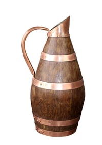 French miniature oak and copper wine pitcher