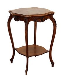 French Louis XV side table in walnut carved with flowers