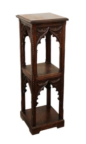 French Gothic Revival tiered pedestal in carved oak