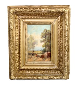 French oil on board painting small landscape