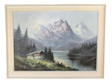 Oil on canvas landscape painting