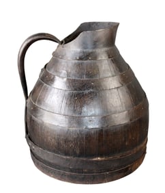 French iron banded oak pitcher