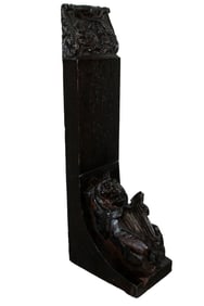 French carved oak newel post with lion