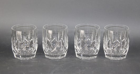 Set of 4 Waterford crystal Lismore barrel old fashioned glasses