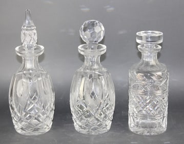 Lot of 3 Waterford cut crystal lidded decanters