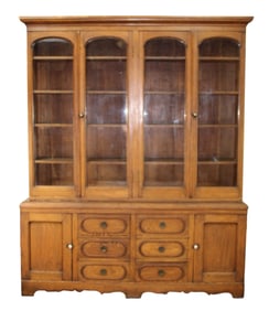 American oak 4 door bookcase cabinet