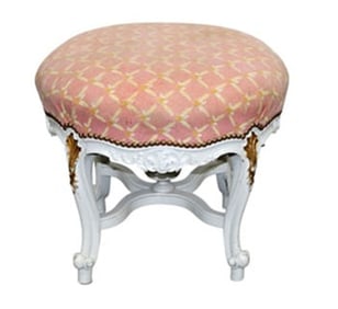 French Louis XV style round foot stool with painted finish