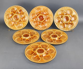 Lot of 6 Longchamp Majolica oyster plates