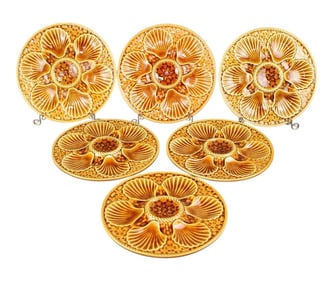 Lot of 6 Longchamp Majolica oyster plates