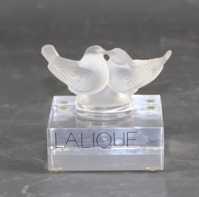 Lalique miniature lovebirds figurine