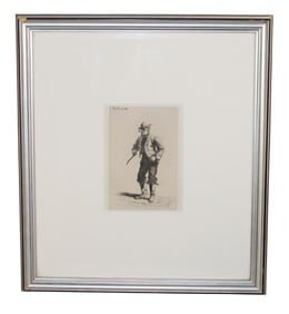 "The man of War" framed book plate by T.W. Wood