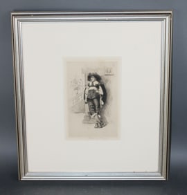 James S. King framed bookplate depicting a Muskateer