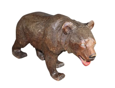 Black Forest carved bear sculpture in Lindenwood.
