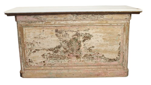 French painted marble top store counter