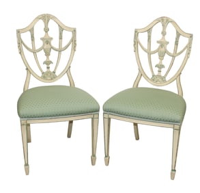 Pair of Hepplewhite style painted shield back side chairs