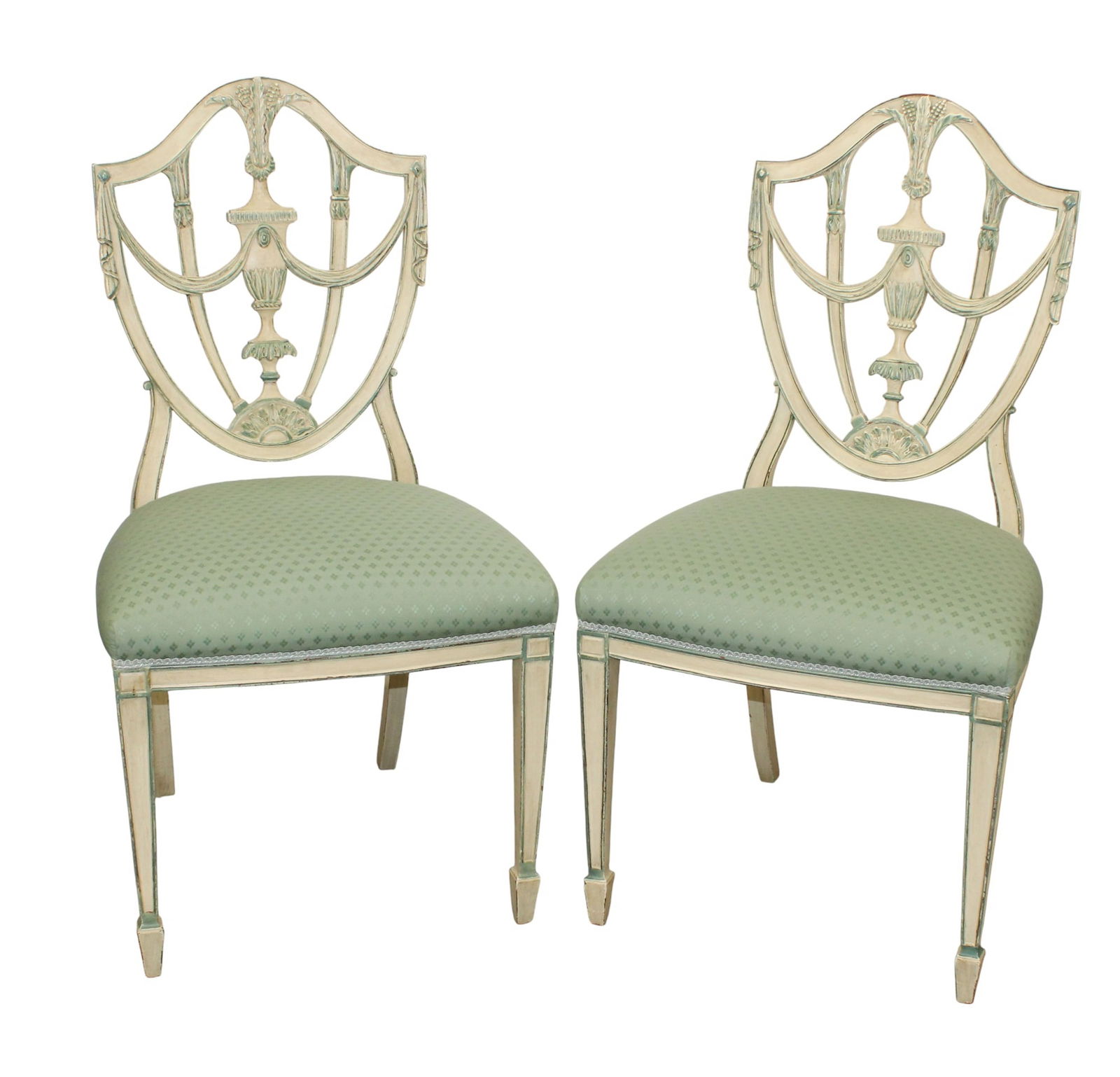 Pair of Hepplewhite style painted shield back side chairs (1 of 5)