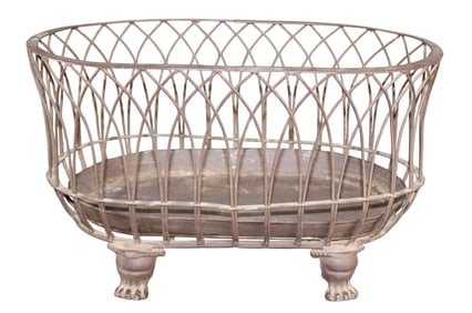 French cast iron planter basket on iron feet