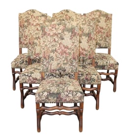 Set of 6 French os du mouton dining chairs with tapestry upholstery