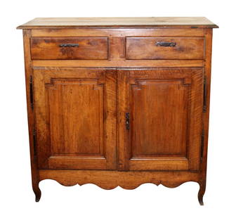 French Provincial buffet bas in walnut: French Provincial buffet bas in walnut. 2 drawers over 2 doors. Early 19th century. 45"h x 45 1/4"