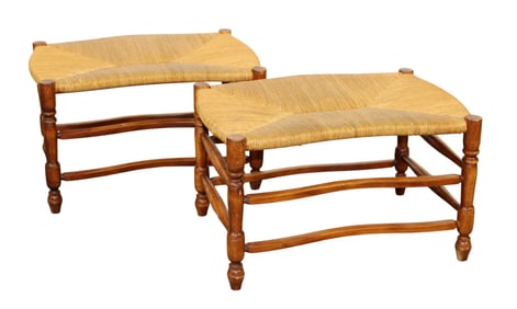 Pair of French Provincial ottomans or foot stools