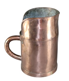 Large French copper decalitre wine measure pitcher
