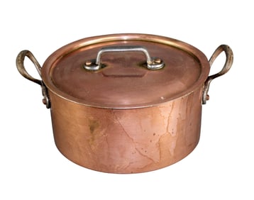 French copper lidded stock pot with handles