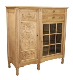 French Regency asymmetrical cabinet in bleached oak