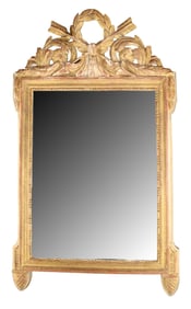 French Louis XVI style mirror with crossed arrows and wreath