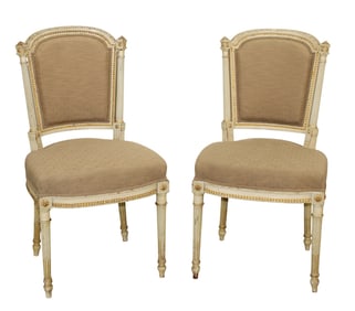 Pair of French Louis XVI style painted side chairs