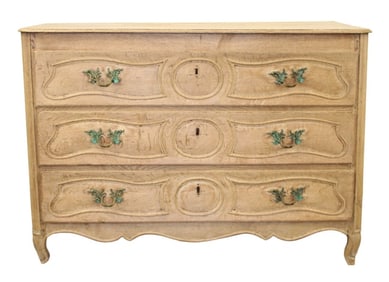 French 3 drawer commode in bleached oak